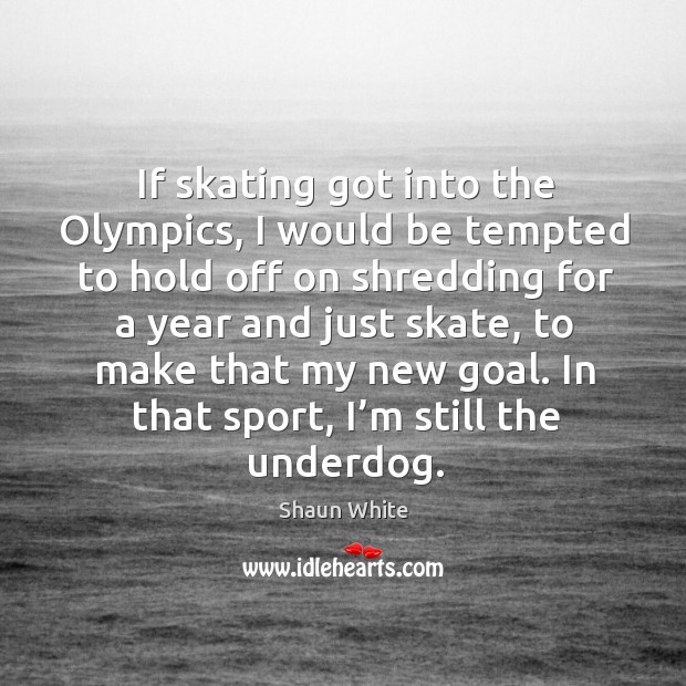 If skating got into the olympics, I would be tempted to hold off on shredding for a year and just skate Shaun White Picture Quote