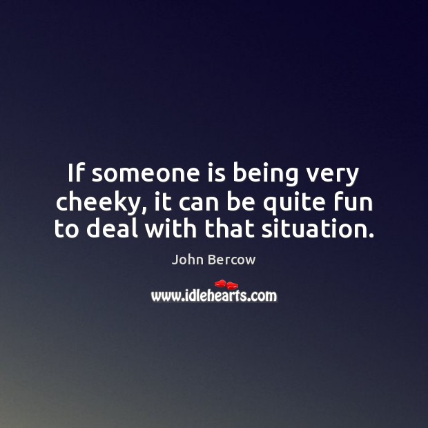 If someone is being very cheeky, it can be quite fun to deal with that situation. John Bercow Picture Quote