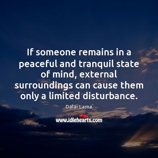 If someone remains in a peaceful and tranquil state of mind, external Dalai Lama Picture Quote