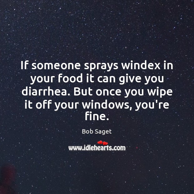 If someone sprays windex in your food it can give you diarrhea. Bob Saget Picture Quote