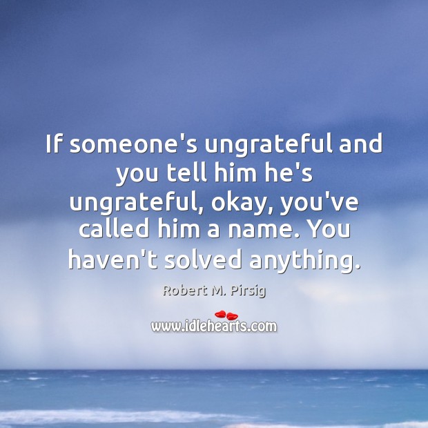 If someone’s ungrateful and you tell him he’s ungrateful, okay, you’ve called Robert M. Pirsig Picture Quote