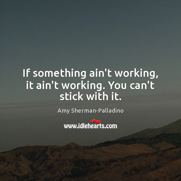 If something ain’t working, it ain’t working. You can’t stick with it. Amy Sherman-Palladino Picture Quote