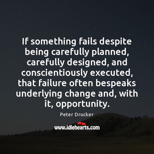 If something fails despite being carefully planned, carefully designed, and conscientiously executed, Peter Drucker Picture Quote