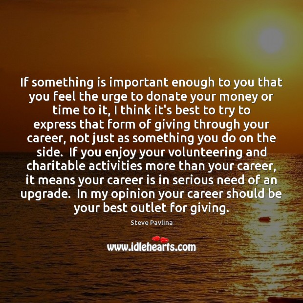 If something is important enough to you that you feel the urge Donate Quotes Image