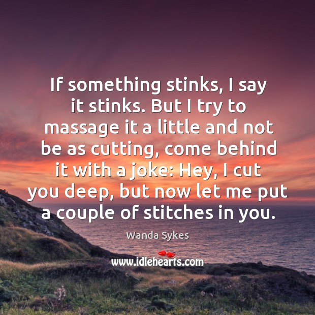 If something stinks, I say it stinks. But I try to massage it a little and not be as cutting Image