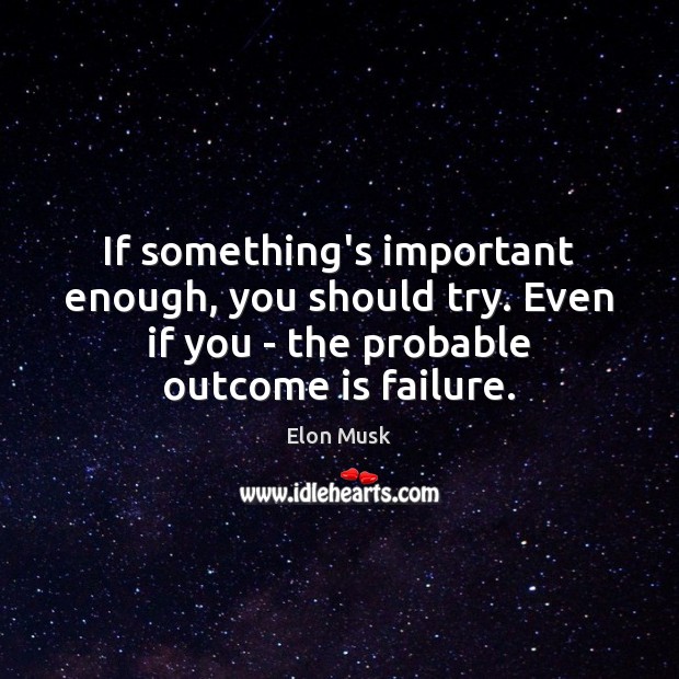 If something’s important enough, you should try. Even if you – the Elon Musk Picture Quote