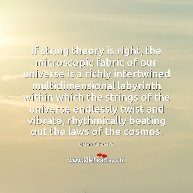 If string theory is right, the microscopic fabric of our universe is Brian Greene Picture Quote