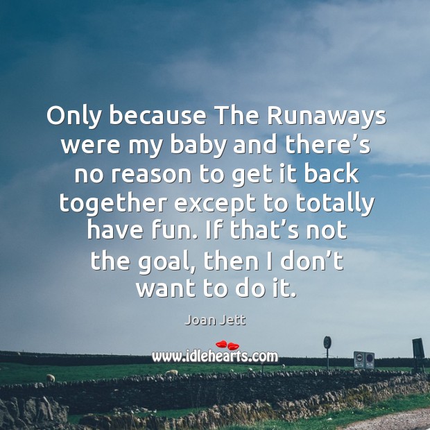 If that’s not the goal, then I don’t want to do it. Joan Jett Picture Quote
