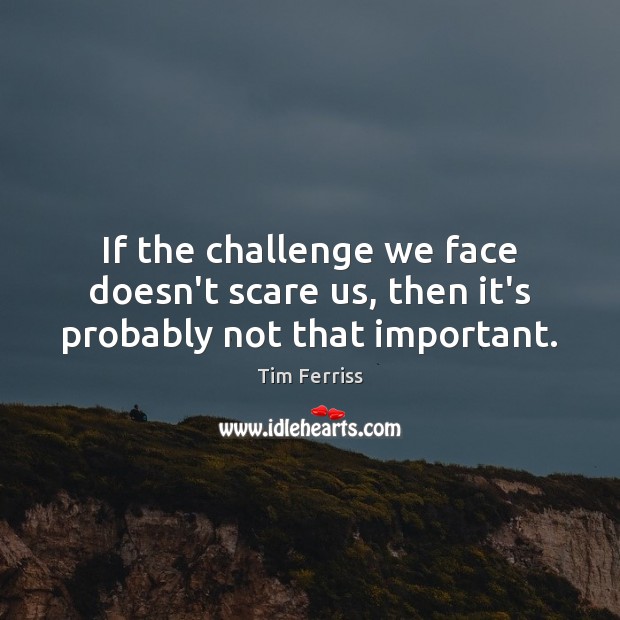 If the challenge we face doesn’t scare us, then it’s probably not that important. Tim Ferriss Picture Quote