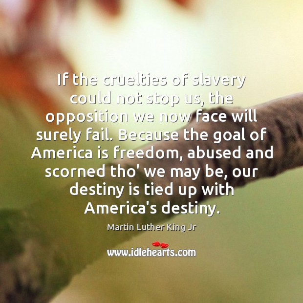 If the cruelties of slavery could not stop us, the opposition we Image
