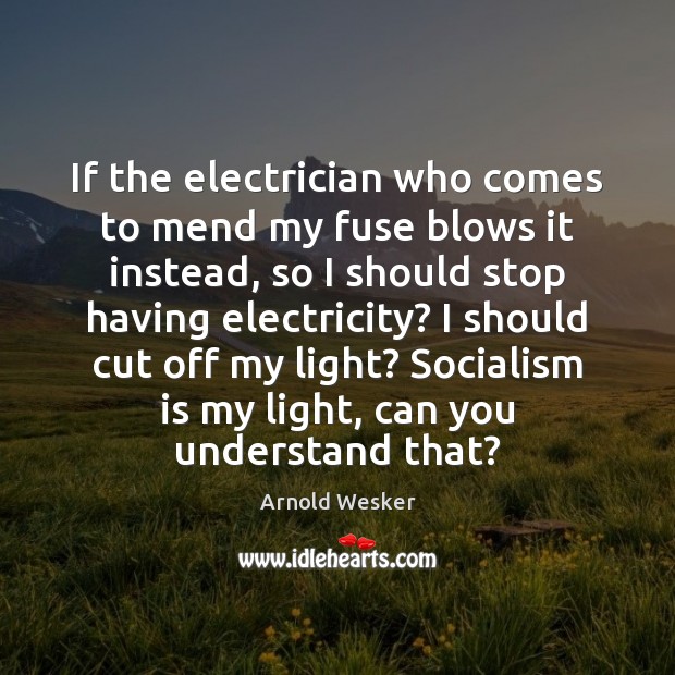 If the electrician who comes to mend my fuse blows it instead, Arnold Wesker Picture Quote
