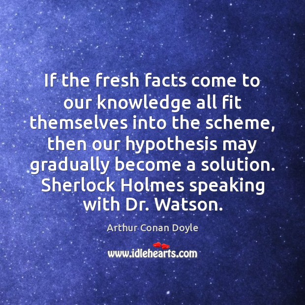 If the fresh facts come to our knowledge all fit themselves into Arthur Conan Doyle Picture Quote