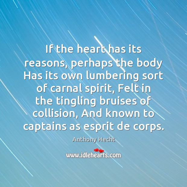 If the heart has its reasons, perhaps the body Has its own Image