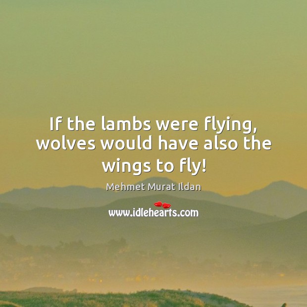 If the lambs were flying, wolves would have also the wings to fly! Mehmet Murat Ildan Picture Quote