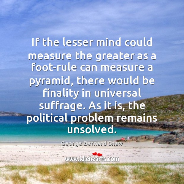 If the lesser mind could measure the greater as a foot-rule can Image