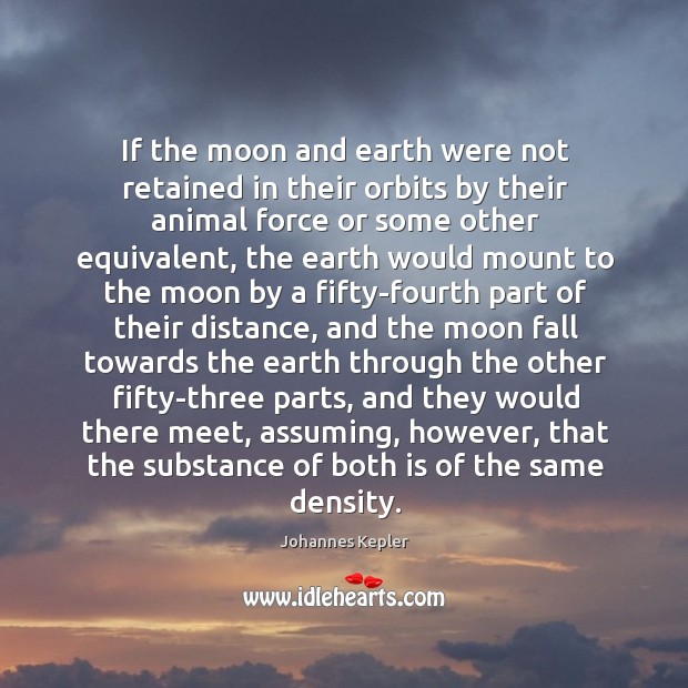 If the moon and earth were not retained in their orbits by Johannes Kepler Picture Quote