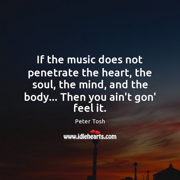 If the music does not penetrate the heart, the soul, the mind, Peter Tosh Picture Quote