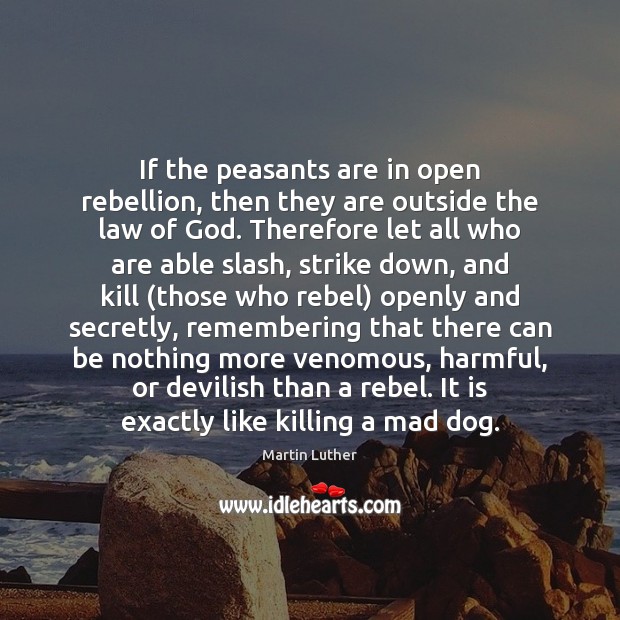 If the peasants are in open rebellion, then they are outside the Martin Luther Picture Quote