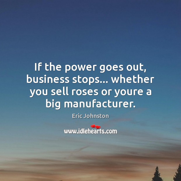 If the power goes out, business stops… whether you sell roses or Eric Johnston Picture Quote