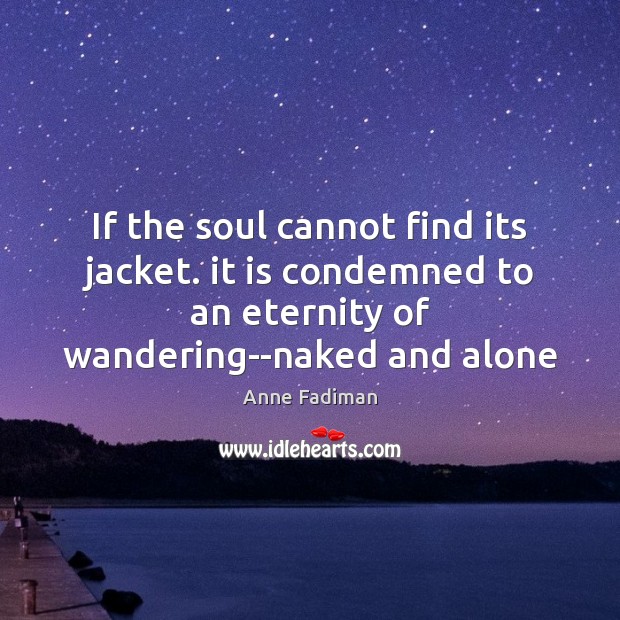 If the soul cannot find its jacket. it is condemned to an Image
