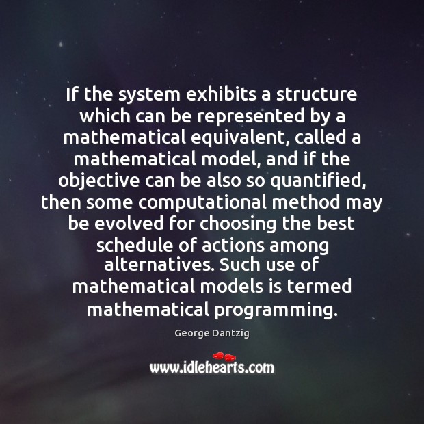 If the system exhibits a structure which can be represented by a George Dantzig Picture Quote