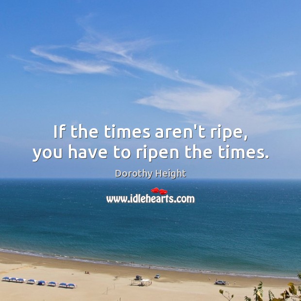If the times aren’t ripe, you have to ripen the times. Image