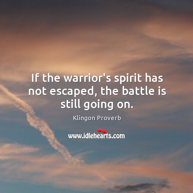 If the warrior’s spirit has not escaped, the battle is still going on. Klingon Proverbs Image