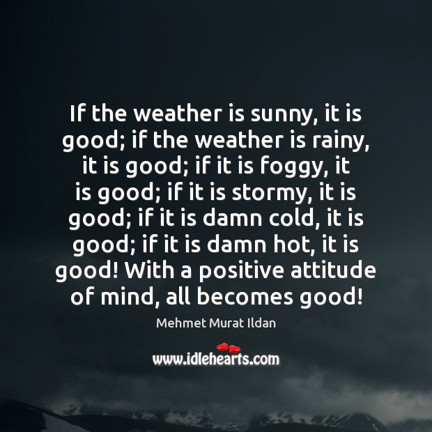 If the weather is sunny, it is good; if the weather is Mehmet Murat Ildan Picture Quote