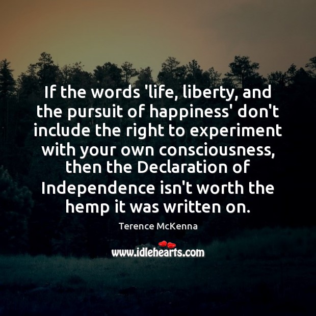 If the words ‘life, liberty, and the pursuit of happiness’ don’t include Terence McKenna Picture Quote