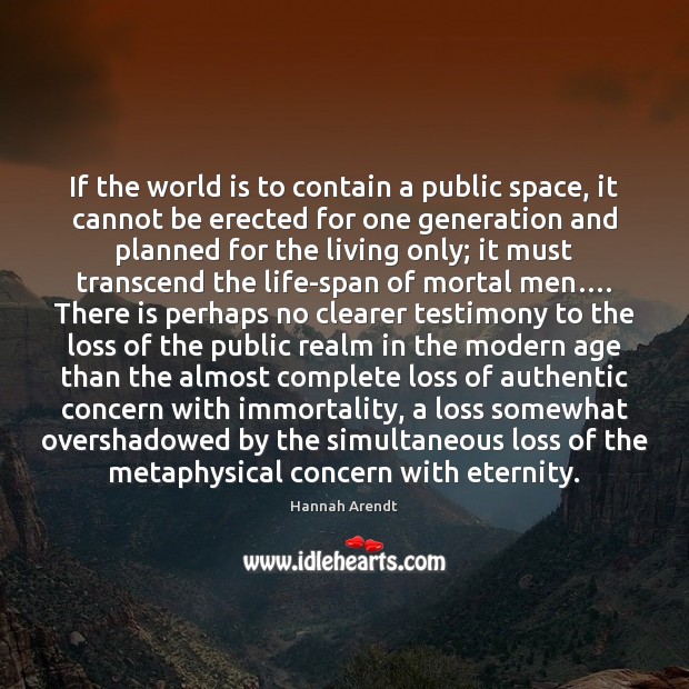 If the world is to contain a public space, it cannot be Hannah Arendt Picture Quote