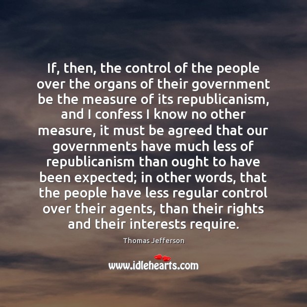 If, then, the control of the people over the organs of their Thomas Jefferson Picture Quote