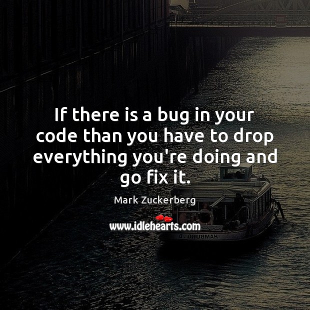If there is a bug in your code than you have to Mark Zuckerberg Picture Quote