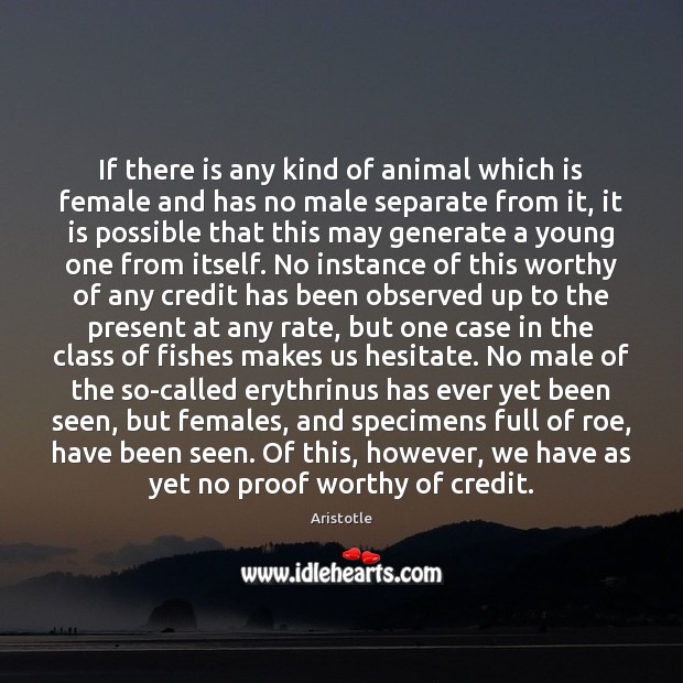 If there is any kind of animal which is female and has Aristotle Picture Quote