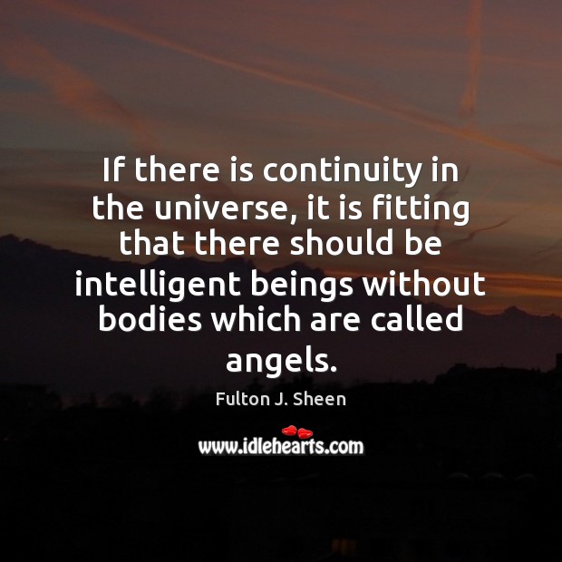 If there is continuity in the universe, it is fitting that there Fulton J. Sheen Picture Quote