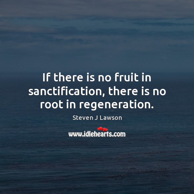 If there is no fruit in sanctification, there is no root in regeneration. Steven J Lawson Picture Quote