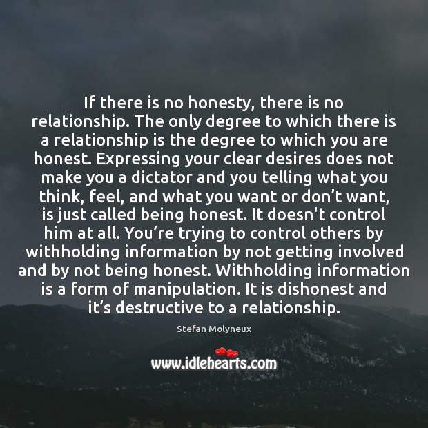 If there is no honesty, there is no relationship. The only degree Relationship Quotes Image