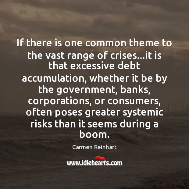 If there is one common theme to the vast range of crises… Carmen Reinhart Picture Quote