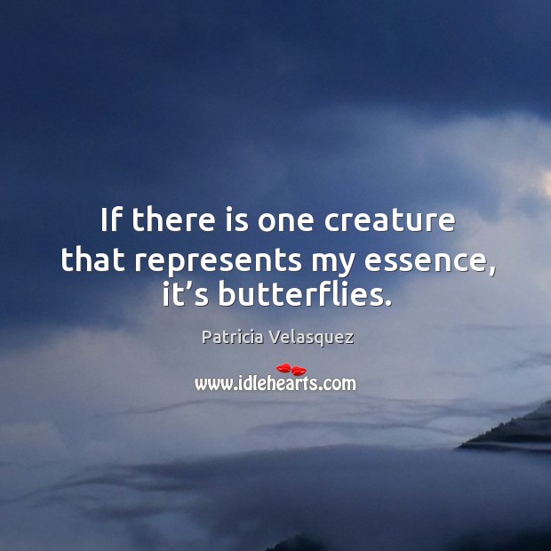 If there is one creature that represents my essence, it’s butterflies. Patricia Velasquez Picture Quote