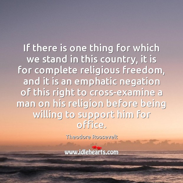 If there is one thing for which we stand in this country, Theodore Roosevelt Picture Quote