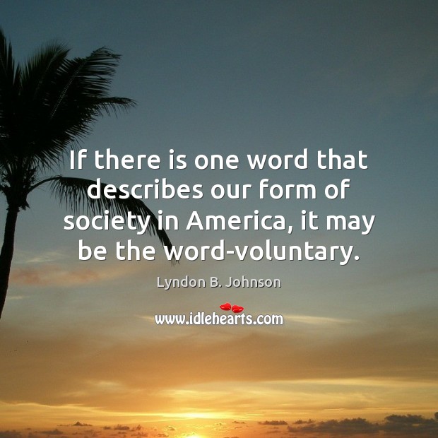 If there is one word that describes our form of society in Lyndon B. Johnson Picture Quote
