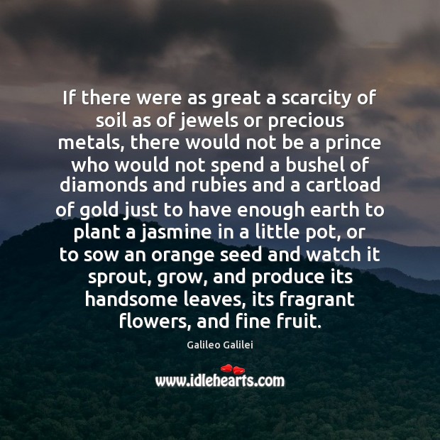 If there were as great a scarcity of soil as of jewels Image