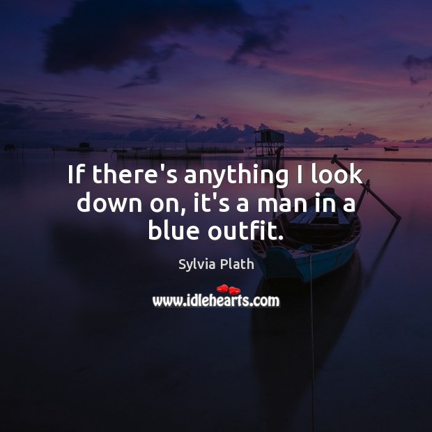 If there’s anything I look down on, it’s a man in a blue outfit. Sylvia Plath Picture Quote