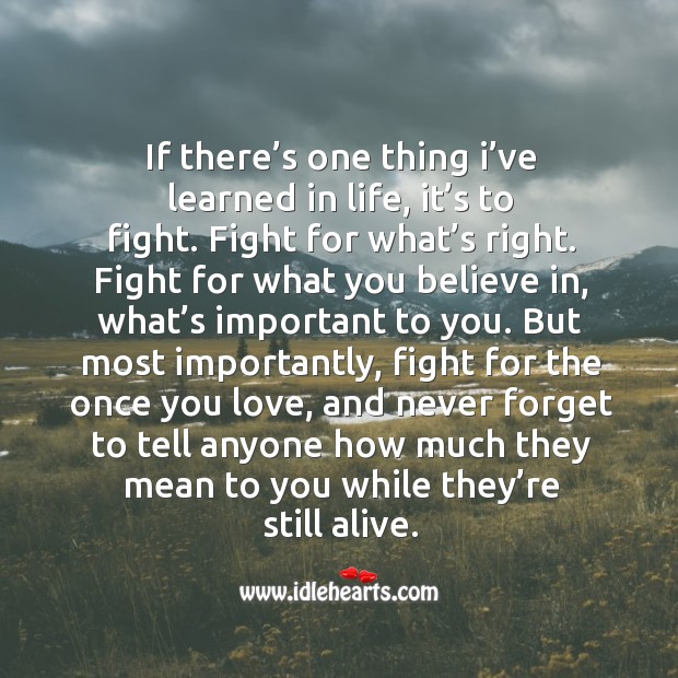 If there’s one thing I’ve learned in life, it’s to fight. Fight for what’s right. Image
