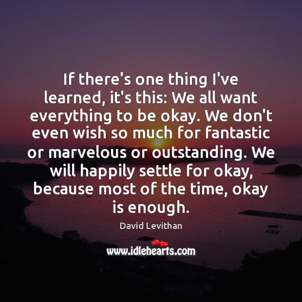 If there’s one thing I’ve learned, it’s this: We all want everything David Levithan Picture Quote
