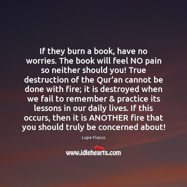 If they burn a book, have no worries. The book will feel Lupe Fiasco Picture Quote