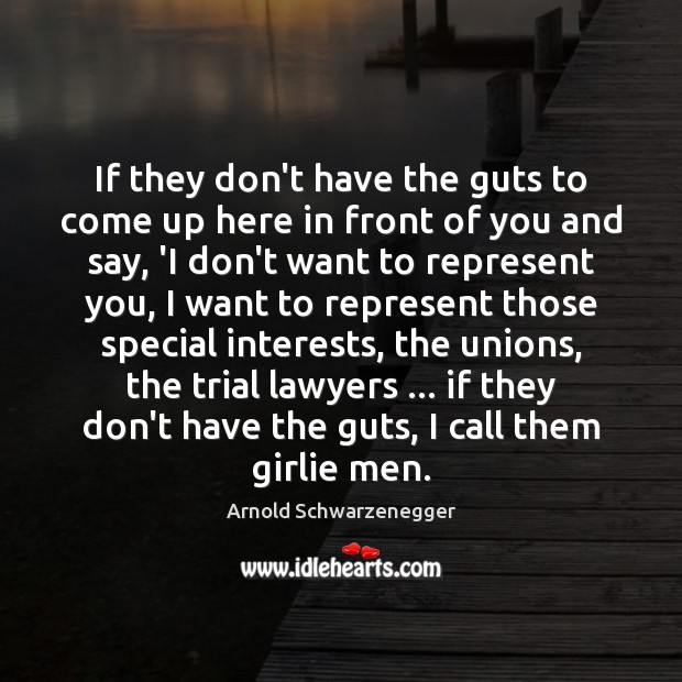 If they don’t have the guts to come up here in front Arnold Schwarzenegger Picture Quote