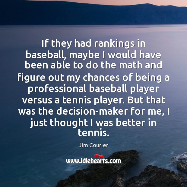 If they had rankings in baseball, maybe I would have been able Jim Courier Picture Quote