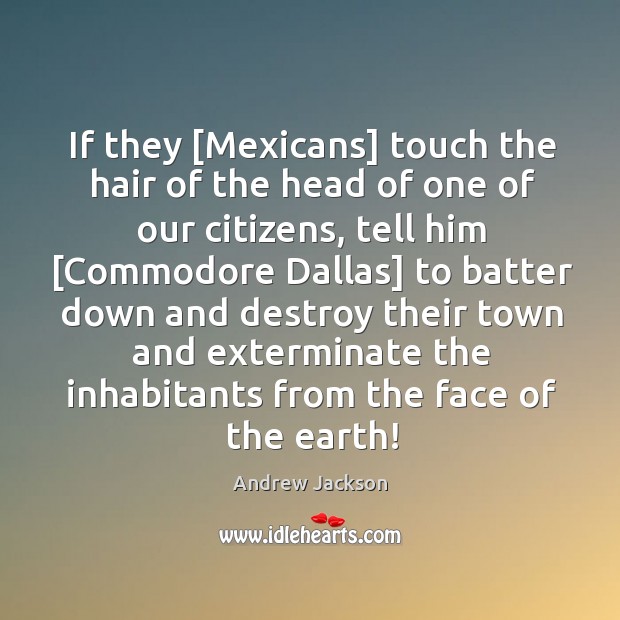 If they [Mexicans] touch the hair of the head of one of Andrew Jackson Picture Quote