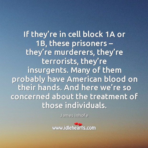 If they’re in cell block 1a or 1b, these prisoners – they’re murderers, they’re terrorists Image