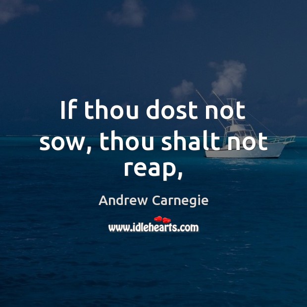 If thou dost not sow, thou shalt not reap, Andrew Carnegie Picture Quote